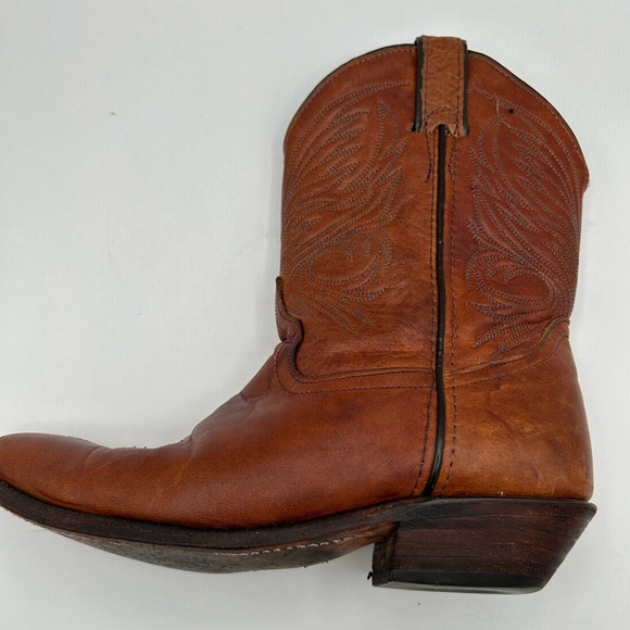 Vintage CODE WEST Tan Leather Cowboy Boots Midi Western BOHO Women’s SZ 7 - Picture 7 of 10
